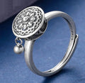 Retro Tibetan Sutra Tube S925 Sterling Silver Rings Anxiety Bead Rings Adjustable Spinner Fidget Ring for Women Men