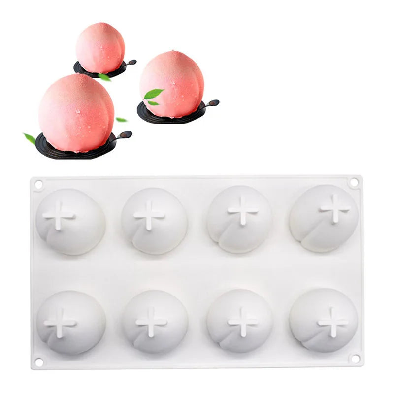 BPA Free Non-stick 6/8/15 Cavity Peach Fruit Shaped Silicone Baking Cake Molds Silicone Peach Fruit Mousse Baking Mold MegaBDM
