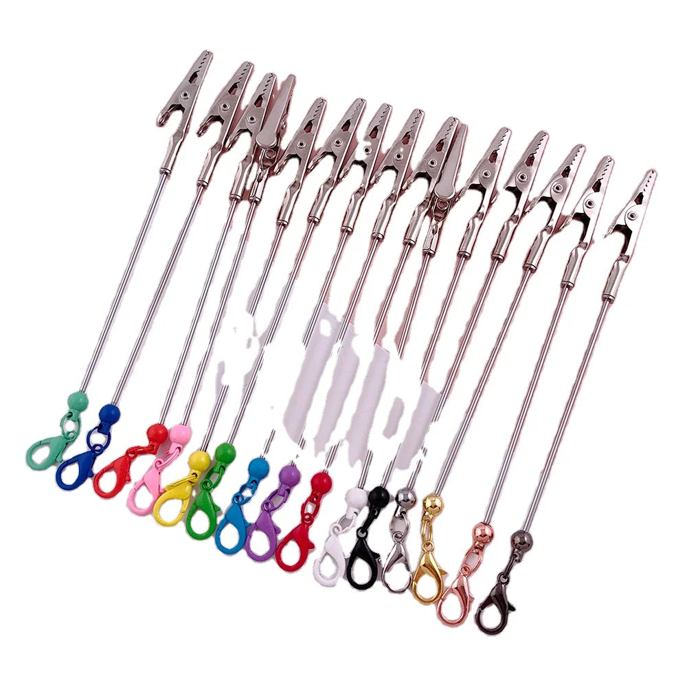 New Women Gift Beadable Bars Alligator Clip Keychain Beadable Credit Card Puller Grabber Holder