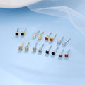 New Design 925 Silver Jewelry Multicolored Small Geometric Block Stud Earrings for Girls