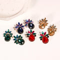 Fashion Green Red Gemstone Geometric Earrings Glass Crystal Rhinestone Water Drop Stud Earrings Jewelry 2023