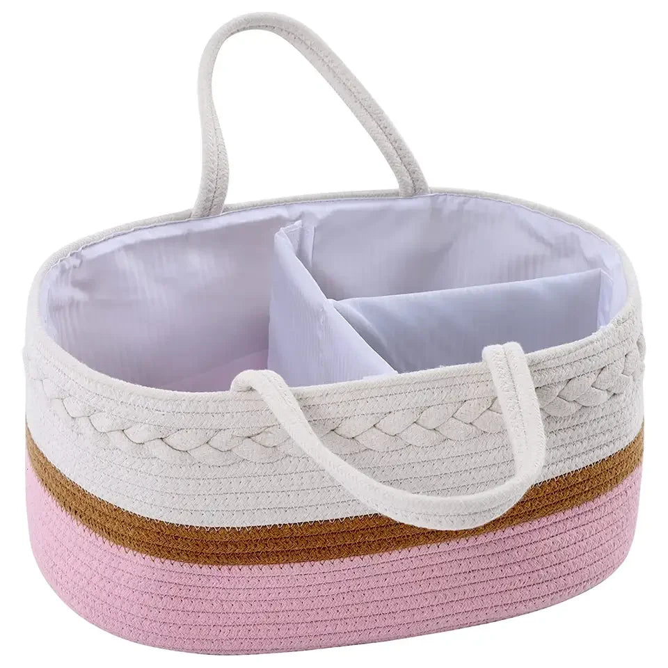 Factory Price Diaper Bag Caddy Basket Cotton Rope Organizer