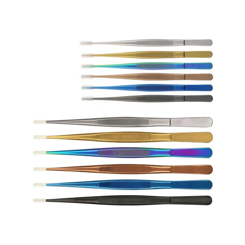 (JYKTT-A134) Colorful 6 and 8 Inch  Steel  Straight Tweezer Fine Tip Chef Culinary Plating Tweezer for Plating Decoration