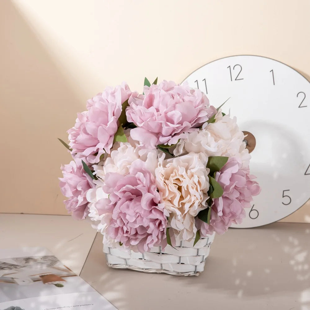 Vintage Artificial Peony Silk Flowers Bouquet Home Wedding Decoration Flowers Bulbs