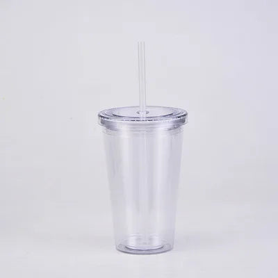 Bpa Free Reusable clear Plastic Tumblers Cups Coffee Mug 16oz Acrylic Double Wall Tumbler Cups in Bulk