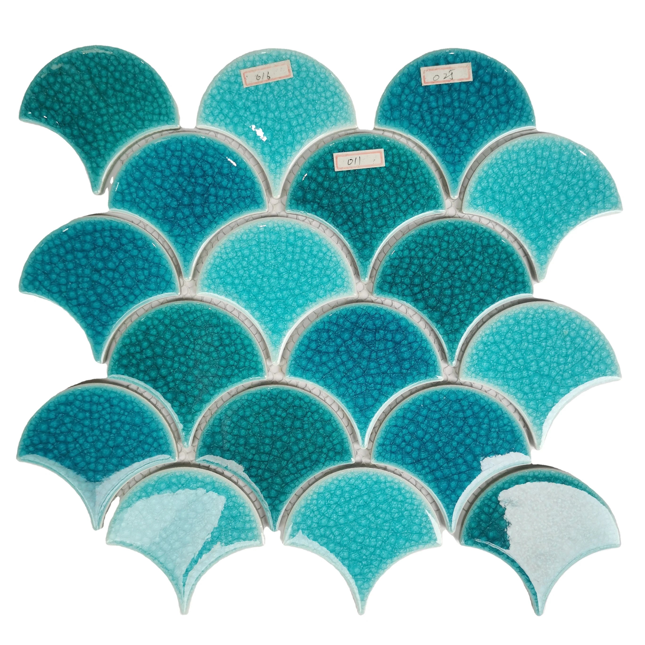 Modern Design Fish Scale Ceramic Mosaic Tiles for Bathroom Wall Backsplash Parquet Feature for Interior Wall Hotel Pool Modern