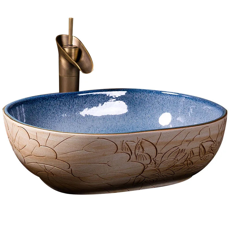 Customized Elegant Color Glazed Bathroom Ceramic Basins Toilet Hand Wash Basins