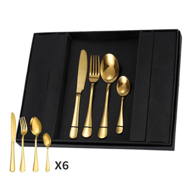 Hot Sale Factory Silverware 24PCS Flatware Set Stainless Steel Wedding Cutlery Set With Box