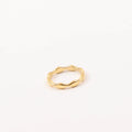 Joolim Jewelry Wholesale 18K Gold Plated Irregular Waved Cambered Stainless Steel Ring for Women Jewelry