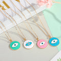 European Personality Green Enamel Turkish Evil Eyes Necklace Multi Color Geometric Round Devil Eyes Pendant Necklace