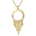 Unique 18K Gold Plated Box Ring Tassel English Letter Indian Dream Catcher Brass Necklace Zircon Trendy Wedding Gift Design for