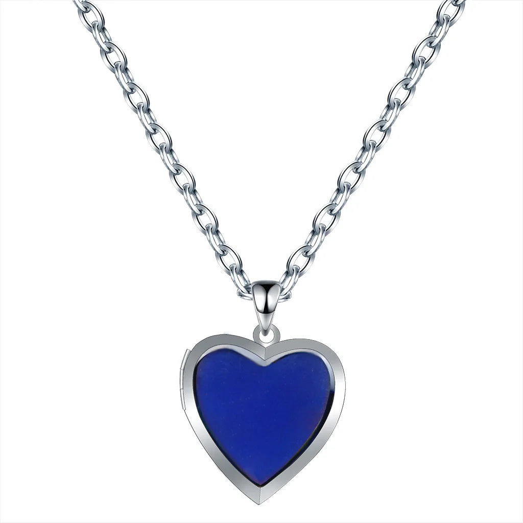 Stainless Steel Pendant Chain Mood Necklaces Jewelry Open Sublimation Heart Lock DIY Frame Photo Picture Memory Locket Necklace