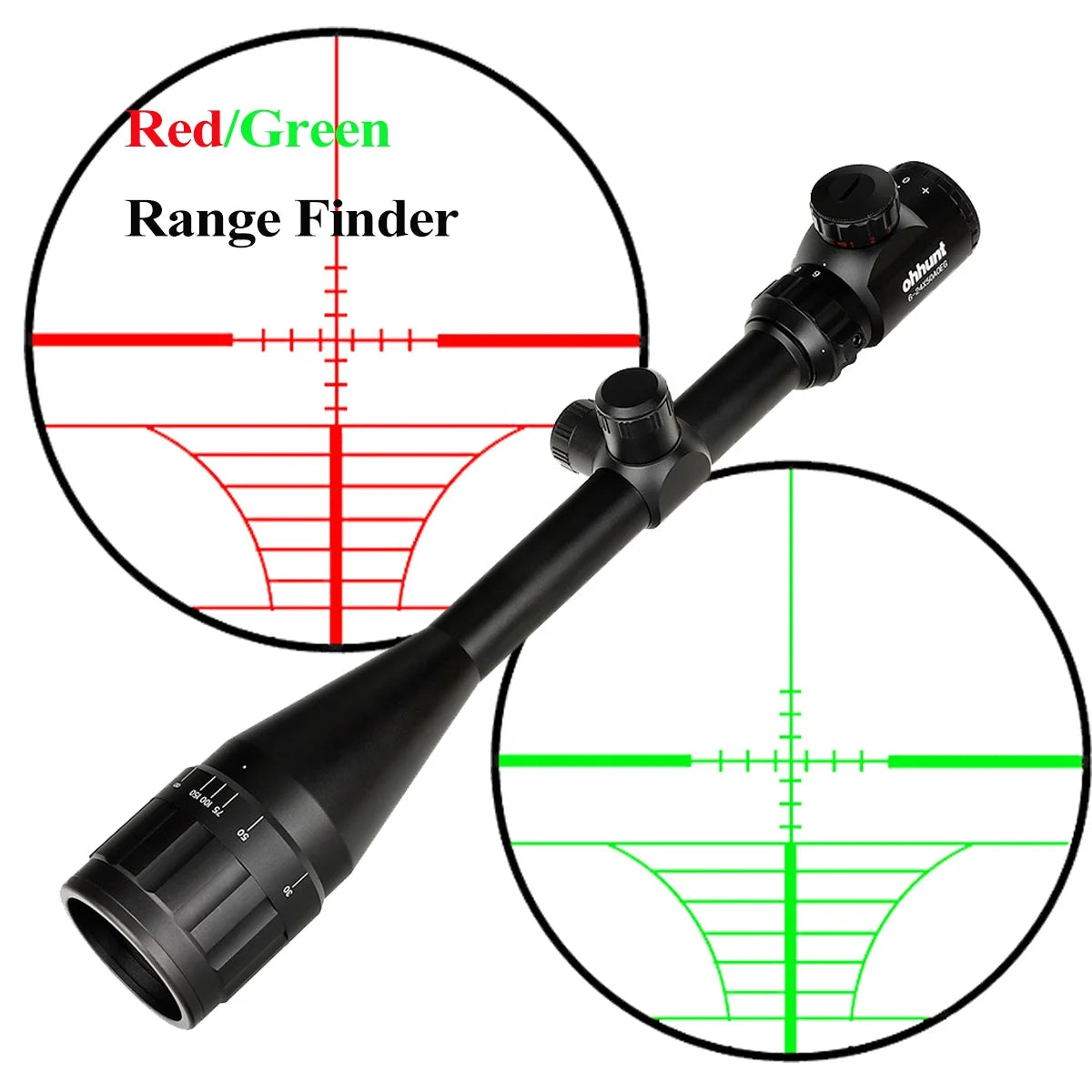 Ohhunt OEM Economic Optics 6-24x50 Hunting Scope Range Finder Illuminated Reticle 1/4 Tactical Sight