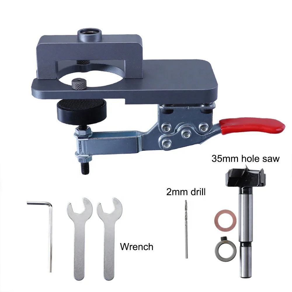 35mm Concealed Hinge Jig Drilling Guide Hole Punch Locator for Woodworking Tools Made of Durable Aluminum Alloy Packed in Box