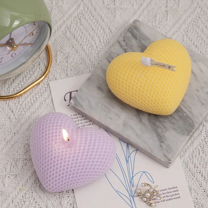 Knitted Heart Shape Scented Candles Proposal Decoration Romantic Valentine's Day Candles Wholesale