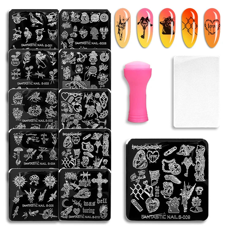 DIY Nail Art Image Template Cartoon 6X6cm Animal Flower Design Nail Stamping Plate