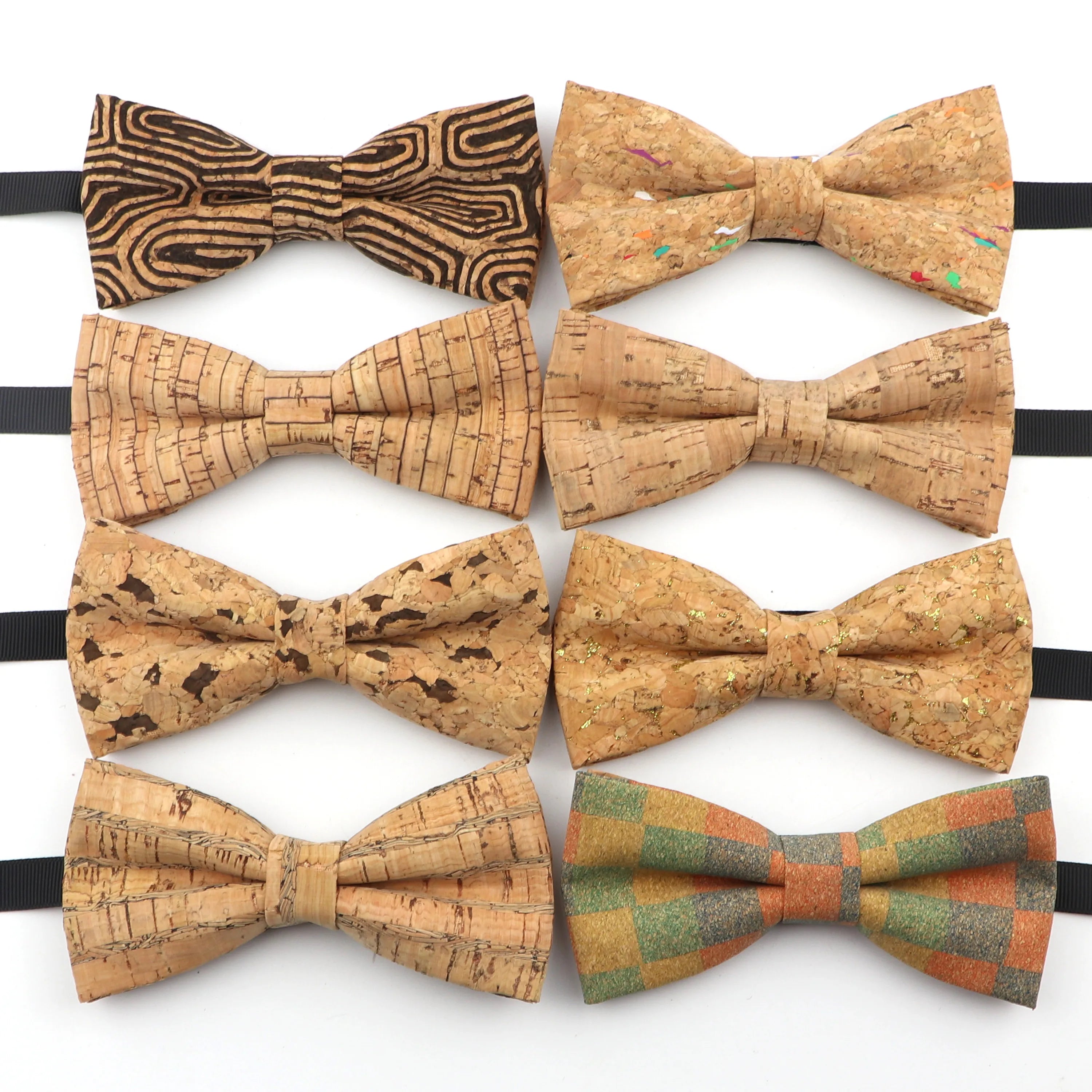 New Men's Cork Wooden Fashion Bow Ties Man Novelty Handmade Solid Neckwear for Men Wedding Party Wood Gift Male Bowtie