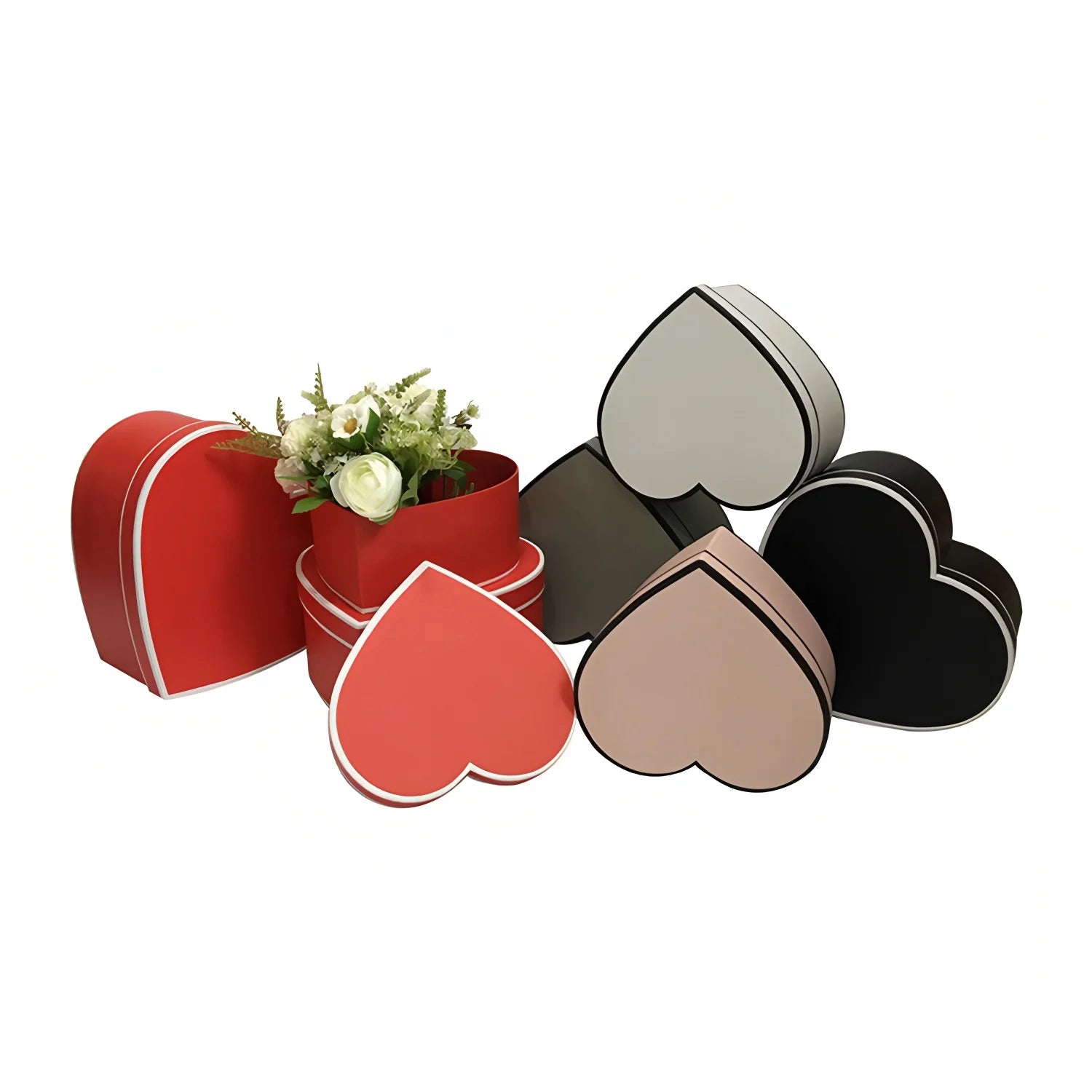 Simple Line Heart-shaped Set of Three Flower Gift Box Valentine's Day Confession Birthday Gift Box
