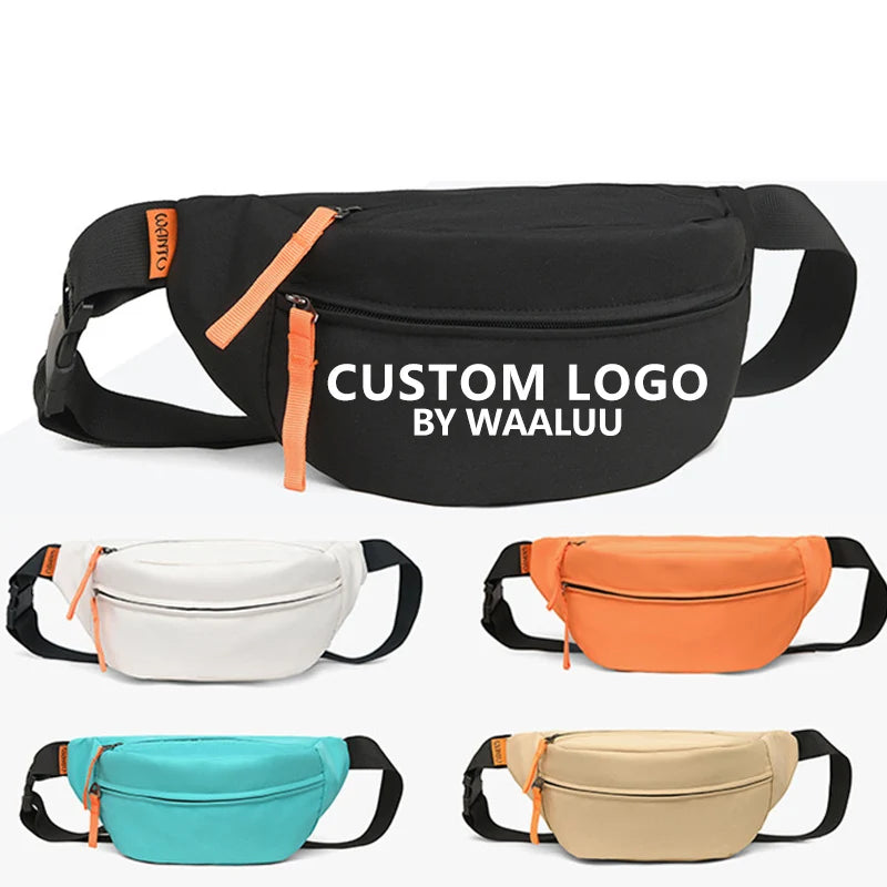 WAALUU Factory Custom Logo Printed Waist Bag Lightweight Travel Waterproof Chest Unisex Custom Print Fanny Pack Crossbody