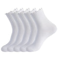 Wholesale Women's Cotton Crew Socks Soft Breathable Solid White Anti-Slip Daily Usage for Autumn Season