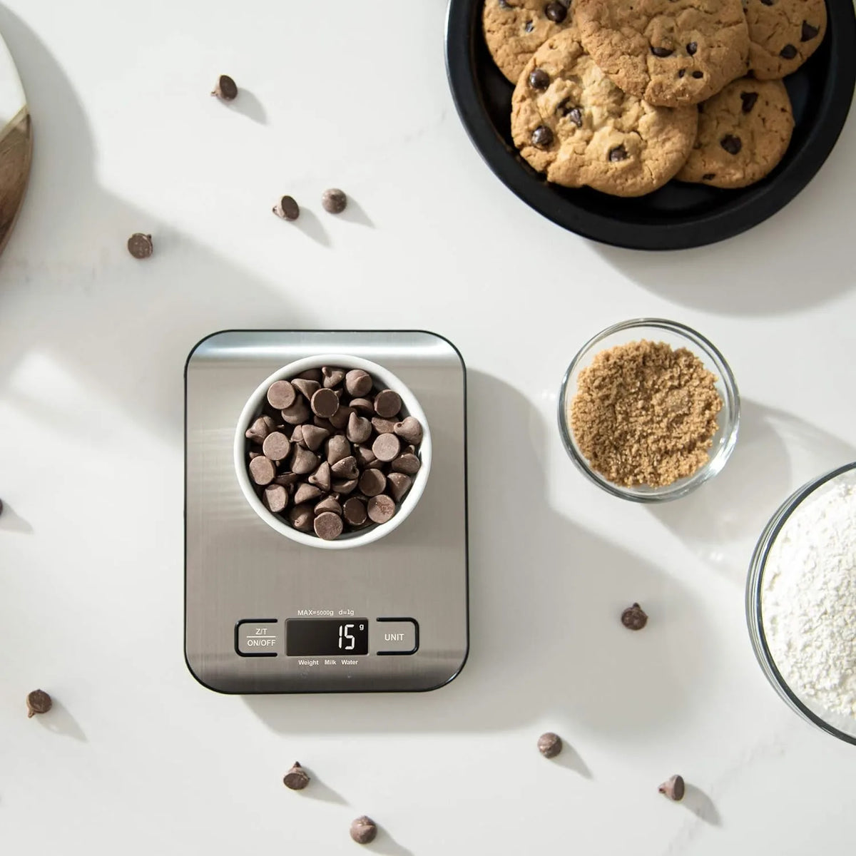 Digital Portable Kitchen Scales Battery USB Rechargeable LCD Display Stainless Steel Weight Measuring Timer Nutrition Learing MegaBDM