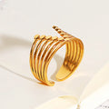18k Gold Plated Stainless Steel Luxury Open Rings Waterproof Tarnish Free Ring Adjustable V Shaped Open Ring for Women and Men