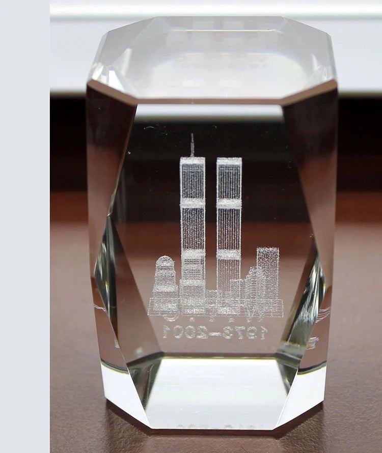 MH-TF0142  Memorial World Trade Center New York 3D Engraved Laser Crystal Cube