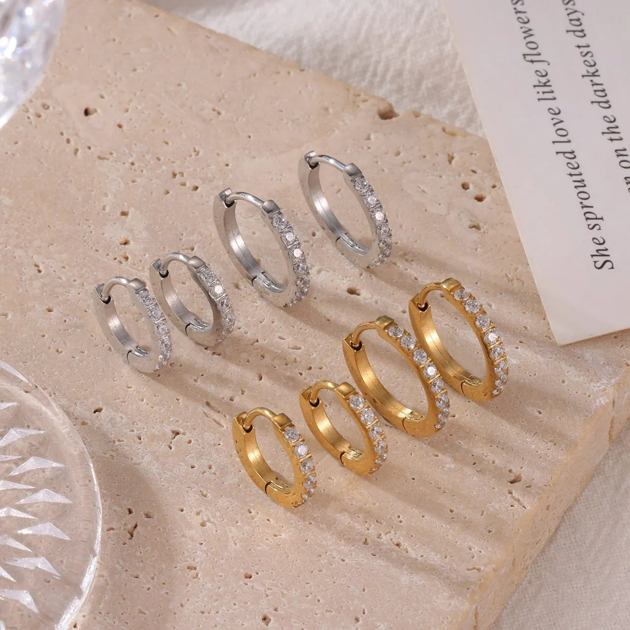 Minimalist Hoop Earrings Stainless Steel Zircon Earrings Fashion Earrings Jewelry