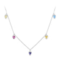 925 Sterling Silver Multi Love Heart Necklace for Women Rainbow Zircon Chain Choker Necklace Wedding Jewelry Party Gift BSN320
