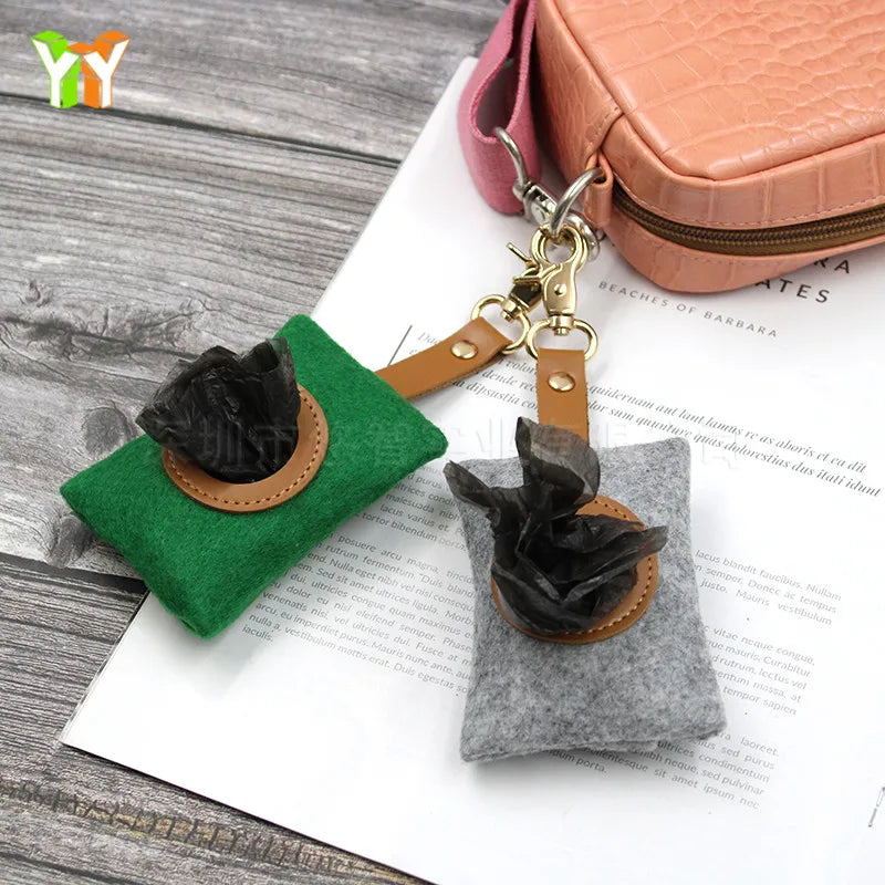 Felt Pet Waste Bag Dispenser Traveling Walking Dog Poop Bags Holder Organizer Carrier Pets Supplies
