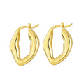 Fashion 18K Real Gold Hoop Earrings Trendy Oval Shape Hoops Real 18K Gold Huggie Earrings