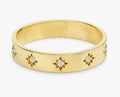 Minimalist Stainless Steel Trendy Ring Stacking 18K Gold Plated Wide Band Zircon North Star Ring for Women