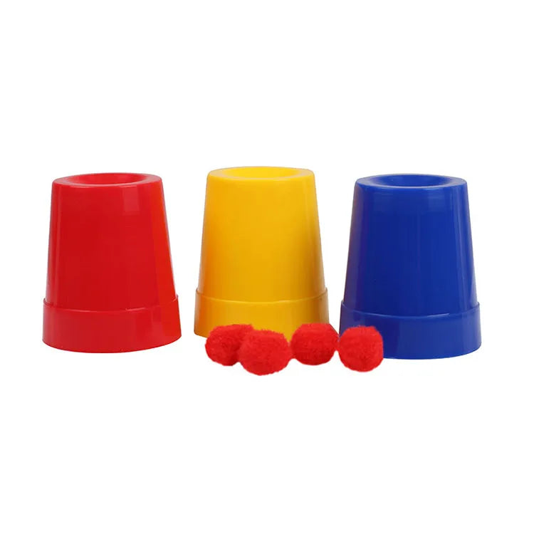 Promotion Gift Plastic Small Size Three Cups and Balls Game Magic Trick Cup and Ball Illusion Magic Tricks Toy for Kids