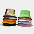 2023 New Women Men Reversible PU Leather Bucket Hat Fisherman Hat Camping Panama Beach Cap Female Headwear