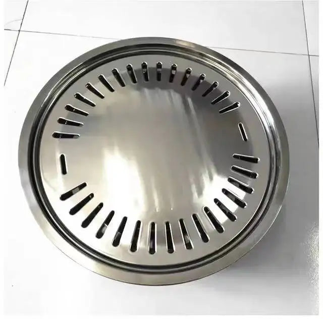 Commercial Restaurant Round Barbecue Non-stick Korean Stainless Steel BBQ Grill Pan