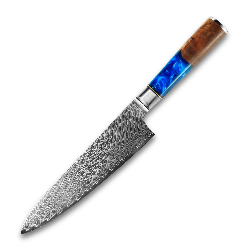Damascus Chef Knife 8 Inch Kitchen Knife Japanese VG-10 High Carbon Stainless Steel Cooking Knife With Resin Wooden Handle