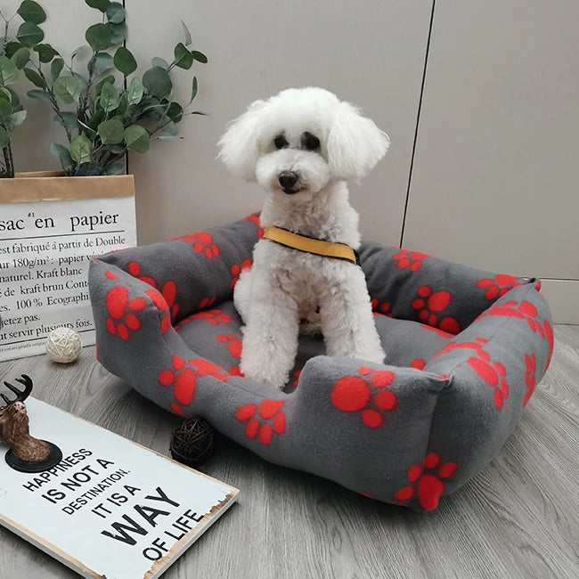 Wholesale Custom Logo Pet Bed Soft Fleece XL Dog Cat Beds Paw Design in Stock