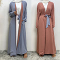Latest Wholesale Dubai Islamic EID Modest Abayas Kimono for Muslim Women Dress Both Sides Wearing Nida Reversible Open Abaya