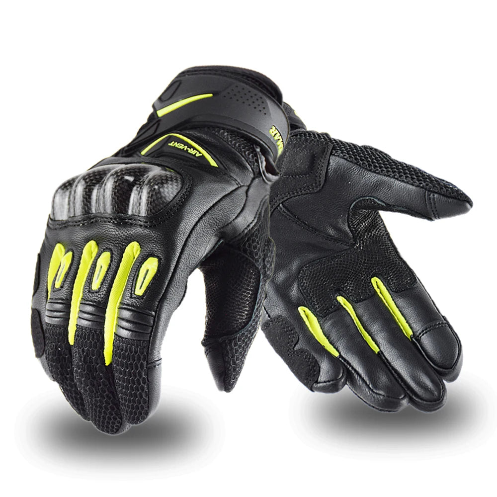 Motorcycle Gloves Breathable Leather Touchscreen Full Finger Seasons Gloves With Carbon Fiber Hard Knuckle Anti-fall Protect