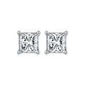Earrings Princess Cut Fine S925 Silver Moissanite Diamond 4-Prong Stud 0.5CT/1CT Square Fine Jewelry