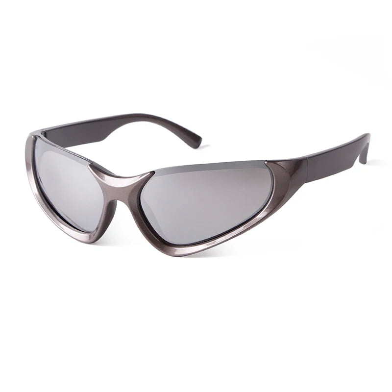 STORY STY20921G Fashion Future Silver Y2k Sunglasses Outdoor Sports Wrap Around Customizable Cat Eye Sunglasses for Men Women