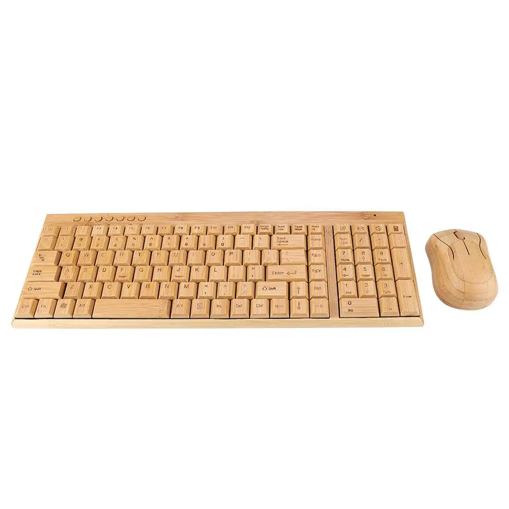Wireless USB Bamboo Keyboard and Mouse Combos Wooden Computer Multimedia Ergonomic Keyboard Mouse Gift Set