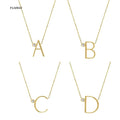 FUAMAY Minimalist Jewelry Silver 26 A-Z Letter With Link CZ Main Stone Initial Letter Clavicle Chokers Necklaces for Women
