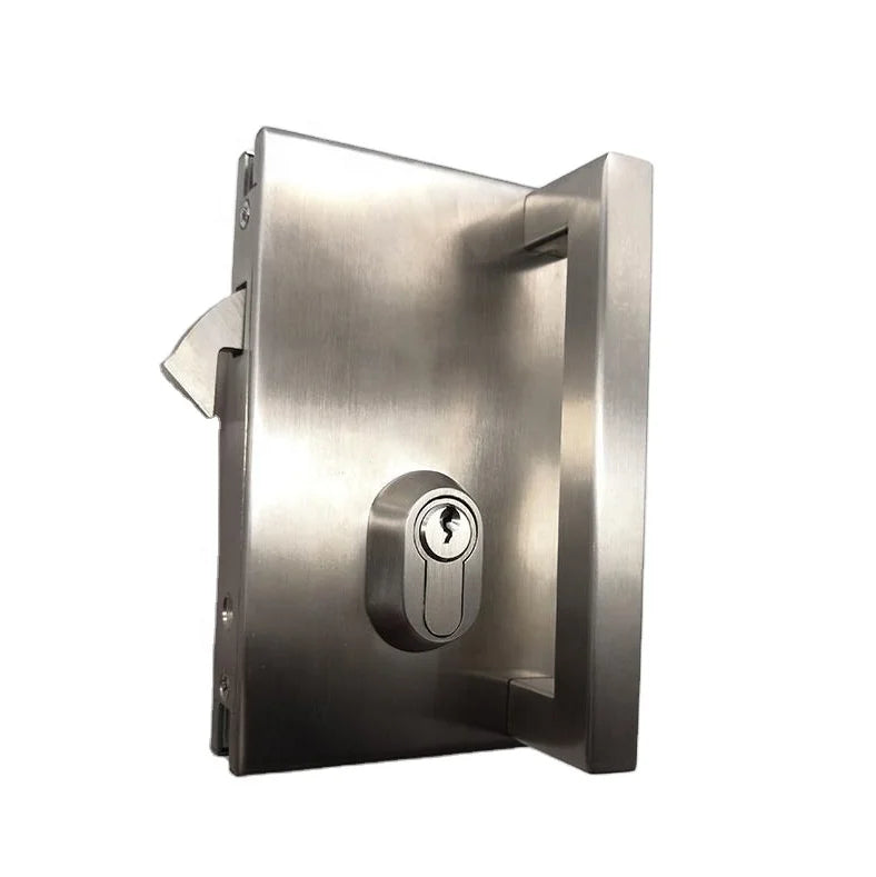 Stainless Steel 304 Modern Sliding Glass Door Lock G014H Wall to Glass Frameless Patch Lock with Square Handle 10-12mm Glass