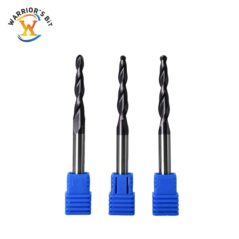 24h Ship Solid Carbide Tapered Ball Nose Carving Bit 8mm CNC Router Bits 3D Engraving End Mill MegaBDM