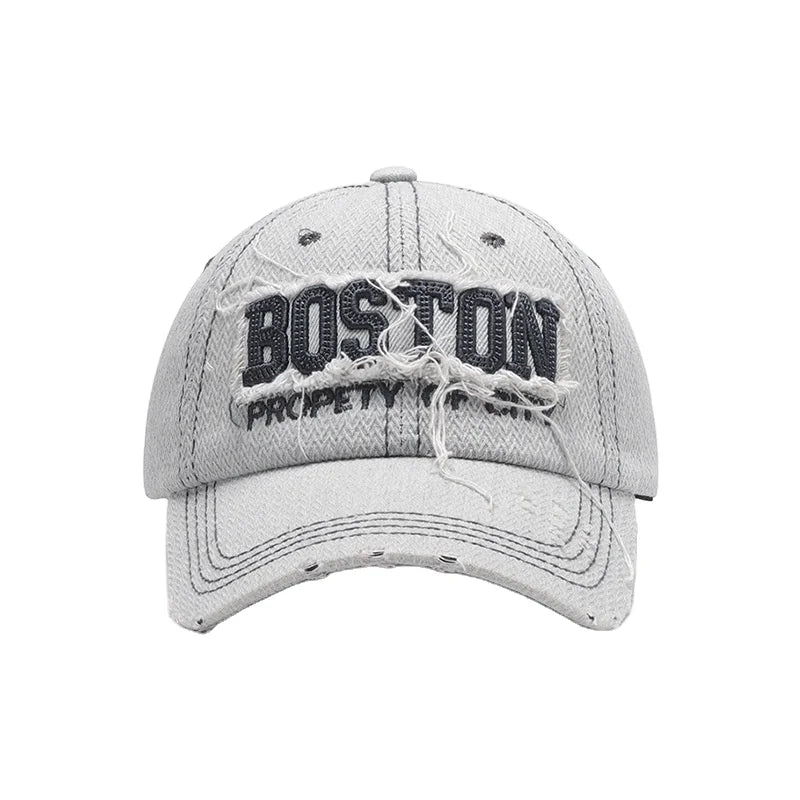 Unisex Sporty Soft Denim Top Cap European American Three-Dimensional Embroidery All-Match Baseball 100% Cotton 6-Panel Metal