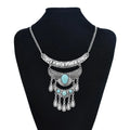 Vintage Bohemian Silver Leaf Beaded Statement Necklaces for Women Party Jewelry Gift