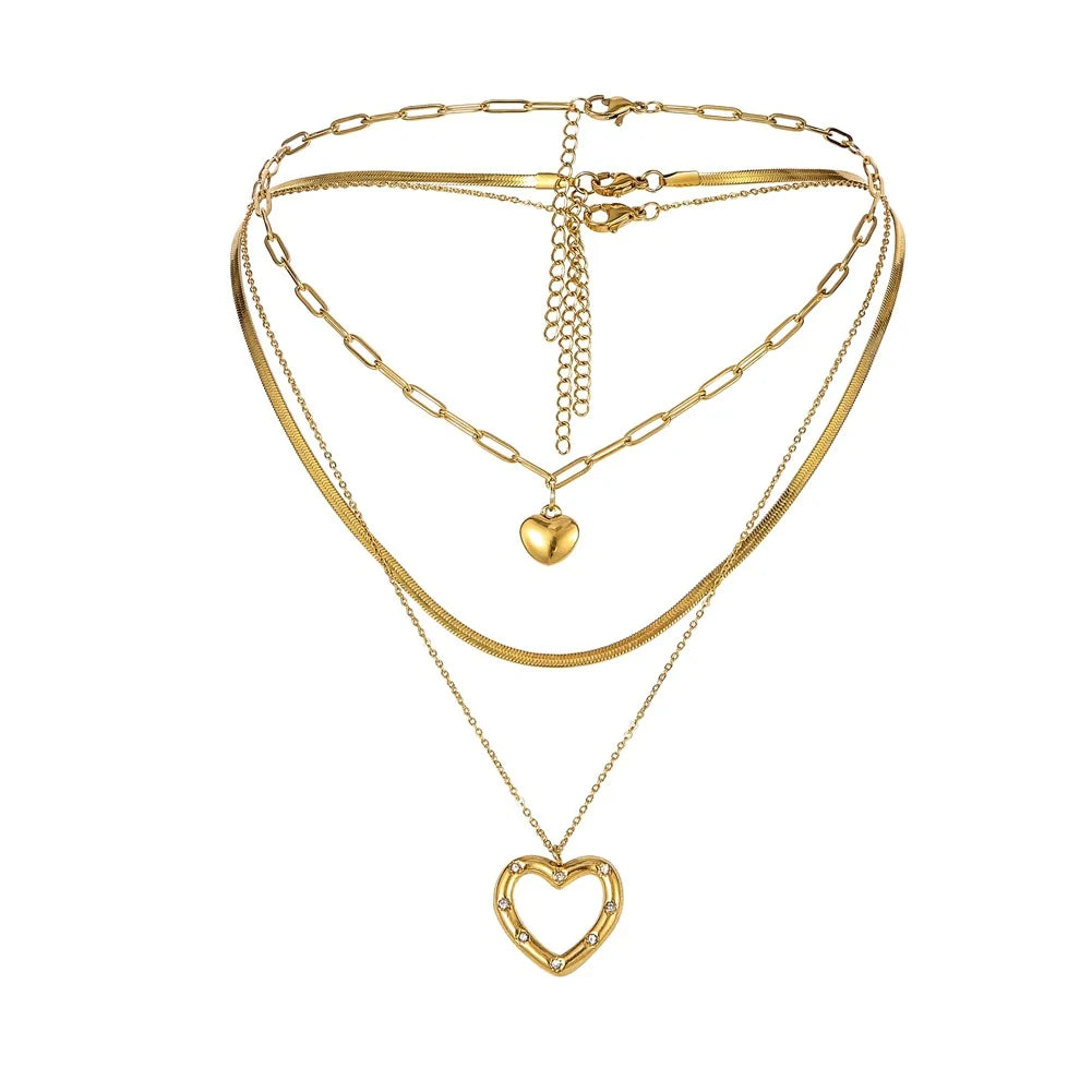 New Heart Shape Hollow Heart Necklace Gold Choker Women Necklace