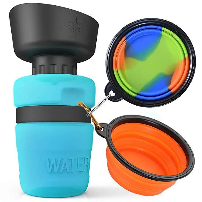 Wholesale 18oz/520ml Feeding Drinking Cup Bowl Pet Water Dispenser Pet Water Bottle Portable Travel Bottle with Bowl