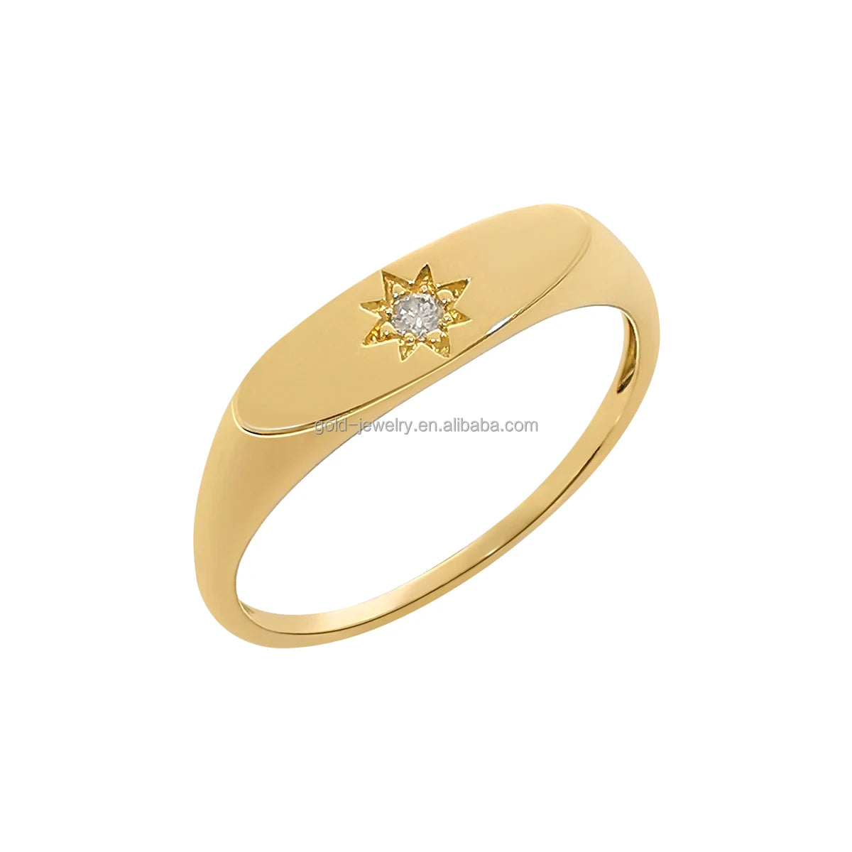 14k Real Yellow Gold Diamond Finger Ring Women's Jewelry Good Quality Rings Chinese Factory Wholesale